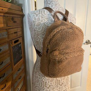 Tan Sherpa / Faux Fur / Fuzzy Backpack  / Laptop Bag - NWT